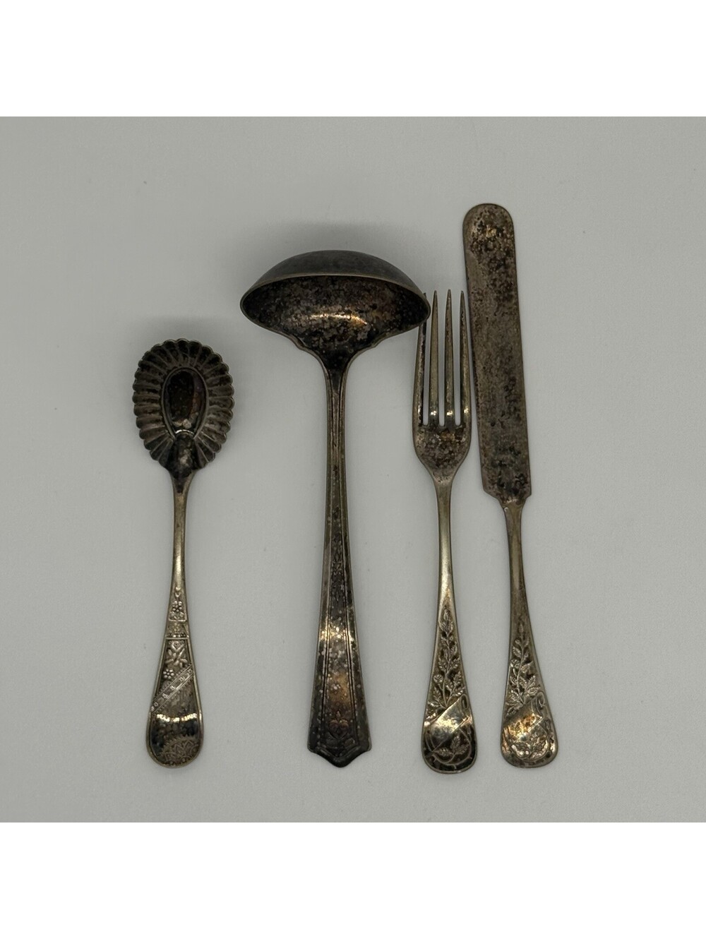 Vintage Silver Plate Flatware Lot - Mixed Patterns - Ladle, Shell Spoon & More